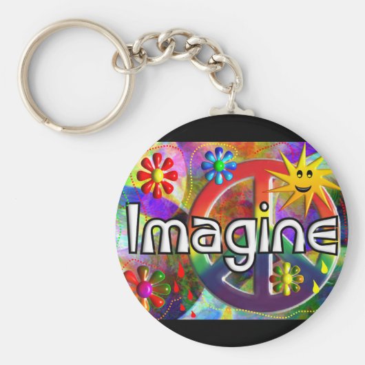 "Stel je voor" Psychadelic 70's Gifts Sleutelhanger (Voorkant)
