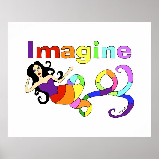 Stel je voor: Rainbow Mermaid Art Poster (Voorkant)