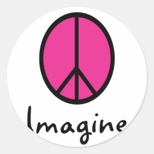Stel je voor: ROZE PEACE symbool Ronde Sticker