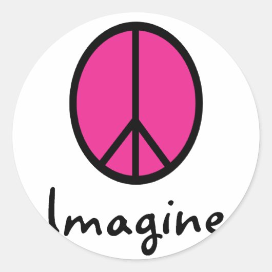 Stel je voor: ROZE PEACE symbool Ronde Sticker (Voorkant)