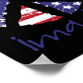 Stel je voor Vrede Amerikaanse Vlag VS Vredesteken Poster (Hoek)