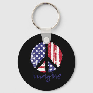 Stel je vrede Amerikaanse vlag VS Vredesteken 4 ju Sleutelhanger