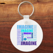 'Stel je vrede voor' blauw Sleutelhanger (Voorkant)