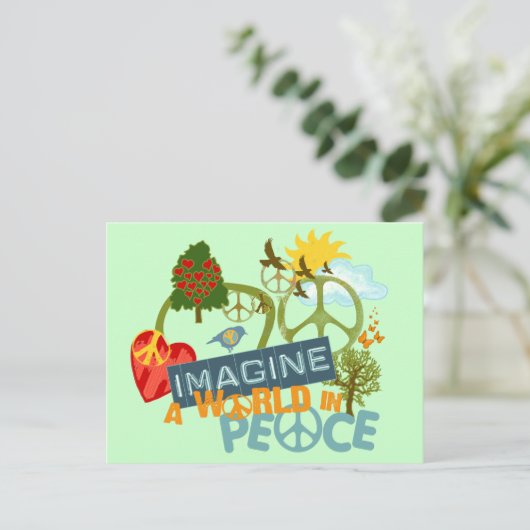 Stel je wereldvrede voor briefkaart (Staand voorkant)