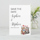 Stel katten verliefd  save the date (Staand voorkant)