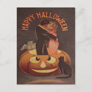 Stel Kussende Uil Jack O Lantern Zwarte Kat Briefkaart