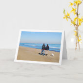 Stel met hond op het strand, Valencia, Spanje Kaart (Gele Bloem)