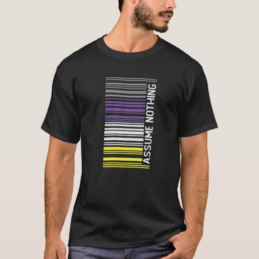 Stel niets voor Genderqueer Vlag Barcode Nonbinary T-shirt (Voorkant)