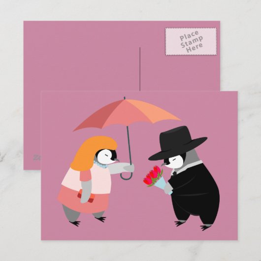 Stel Penguin voor Briefkaart (Voorkant / Achterkant)