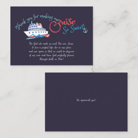 Stel Sail Cruise Bedankt in op Crew Notitiekaartje (Voorkant / Achterkant)