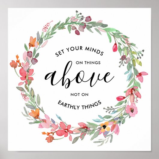 Stel uw gedachten in op zaken boven Waterverf Flor Poster (Voorkant)