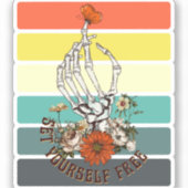 Stel uzelf vrij - skeletbloemen vlinder sticker (Voorkant)