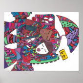 stel wacht op bus op poster (Voorkant)