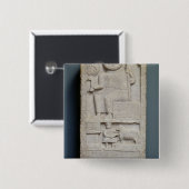 Stele gewijd aan Saturnus uit El-Ayaida Vierkante Button 5,1 Cm (Voorkant /achterkant)