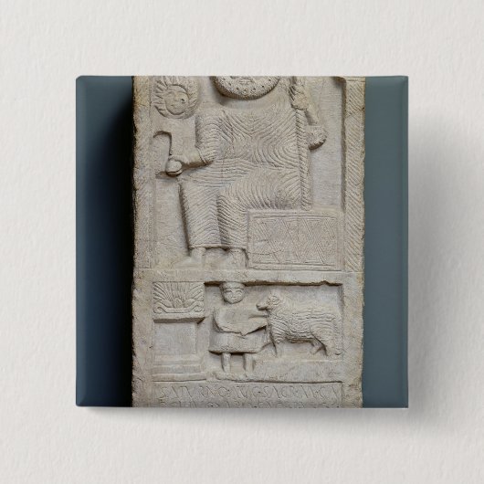 Stele gewijd aan Saturnus uit El-Ayaida Vierkante Button 5,1 Cm (Voorkant)