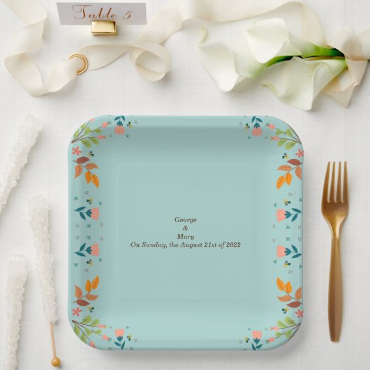 stelen blauw papieren bordje (Huwelijk)