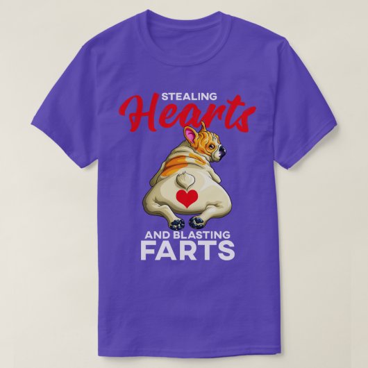 Stelen van harten en stralen scheten Grappige Pug  T-shirt (Design voorkant)