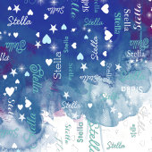 Stella aangepaste naam vol harten en sterren blauw mok