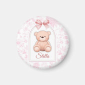 Stella | Aangepaste Roze Teddybeer Nursery Design Magneet (Voorkant)