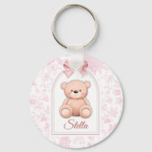 Stella | Aangepaste Roze Teddybeer Nursery Design Sleutelhanger (Voorkant)