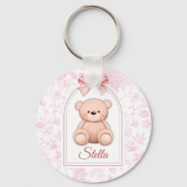 Stella | Aangepaste Roze Teddybeer Nursery Design Sleutelhanger