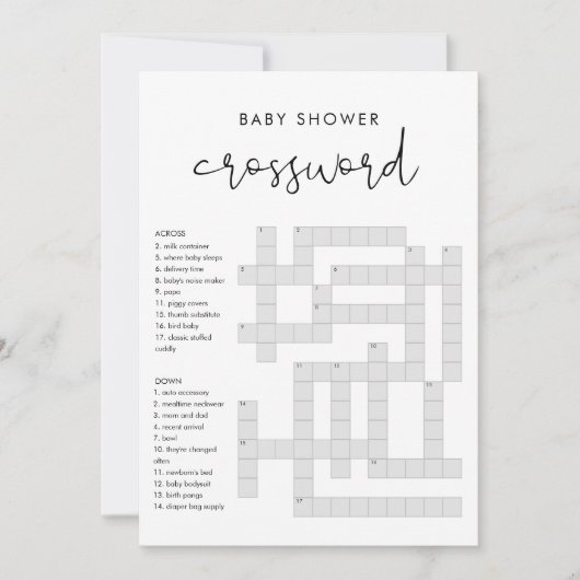 STELLA Baby shower Crossword Game Kaart (Voorkant)