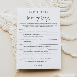 STELLA Baby shower Survey zegt Game Kaart