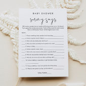 STELLA Baby shower Survey zegt Game Kaart