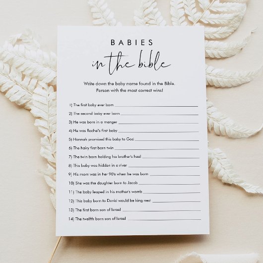 STELLA baby's in de bijbel Baby shower spel Kaart