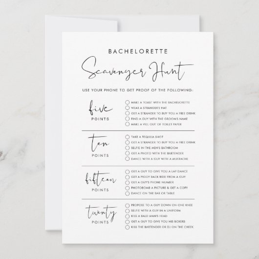 STELLA Bachelorette Scavenger Hunt Game Kaart (Voorkant)