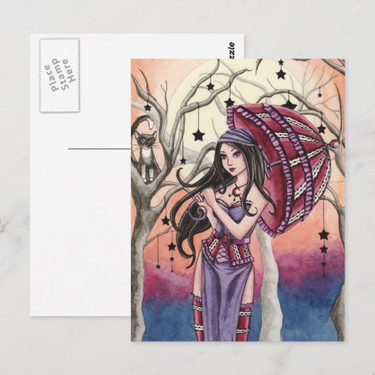 Stella - Briefkaart met heks (Voorkant / Achterkant)