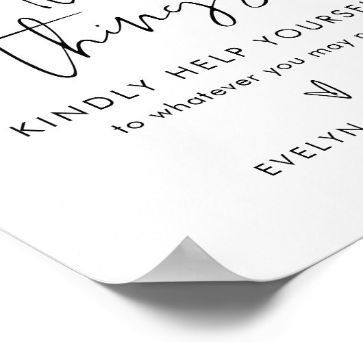 STELLA Bruiloft Badkamer Goodies Sign Poster (Hoek)