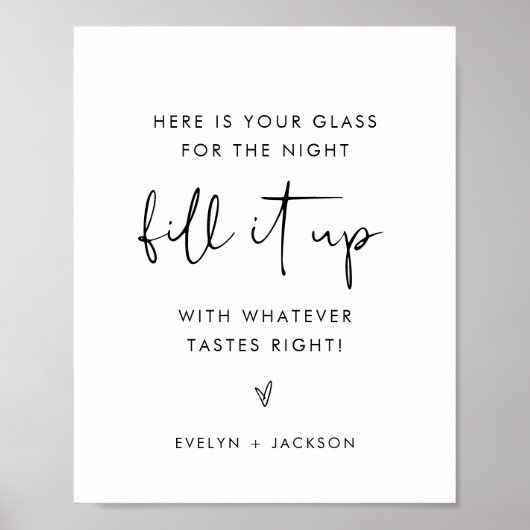 STELLA Bruiloft Drink Glas Favor Sign Poster (Voorkant)