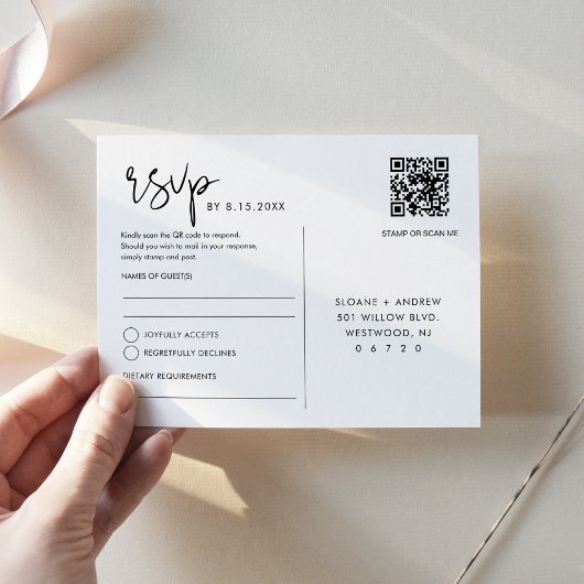 STELLA Bruiloft RSVP QR Code Briefkaart