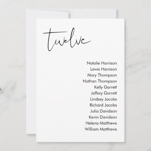 STELLA Bruiloft Zitplaatsen Kaart - TABEL 12 (Voorkant)