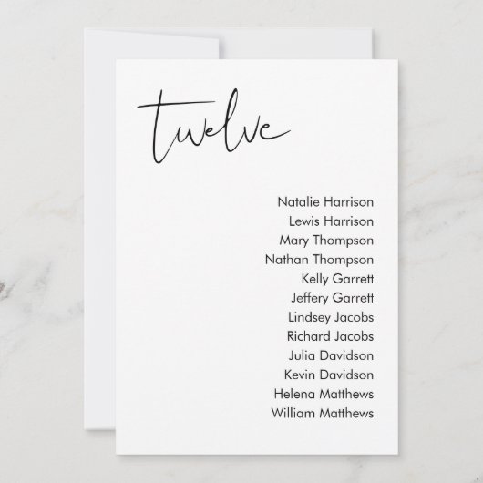 STELLA Bruiloft Zitplaatsen Kaart - TABEL 12 (Achterkant)