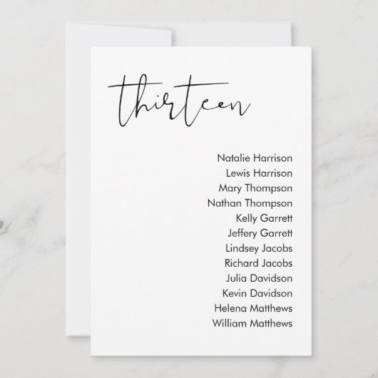 STELLA Bruiloft Zitplaatsen Kaart - TABEL 13 (Achterkant)