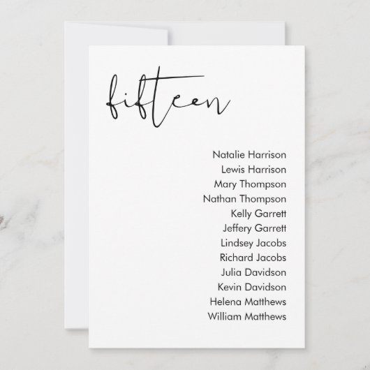 STELLA Bruiloft Zitplaatsen Kaart - TABEL 15 (Voorkant)