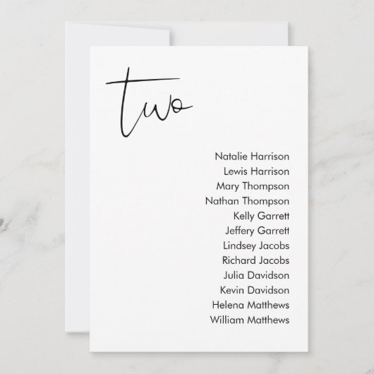 STELLA Bruiloft Zitplaatsen Kaart - TABEL 2 (Voorkant)