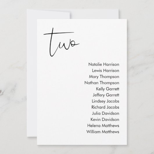 STELLA Bruiloft Zitplaatsen Kaart - TABEL 2 (Achterkant)