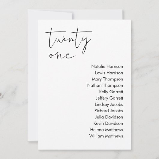 STELLA Bruiloft Zitplaatsen Kaart - TABEL 21 (Achterkant)