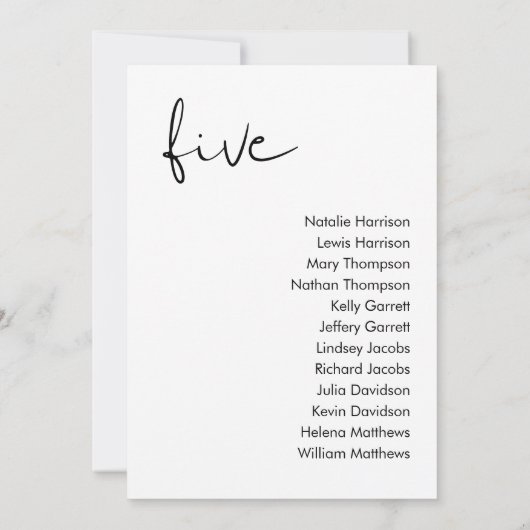 STELLA Bruiloft Zitplaatsen Kaart - TABEL 5 (Achterkant)