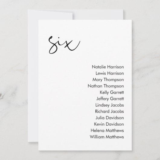 STELLA Bruiloft Zitplaatsen Kaart - TABEL 6 (Voorkant)