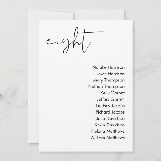 STELLA Bruiloft Zitplaatsen Kaart - TABEL 8 (Achterkant)