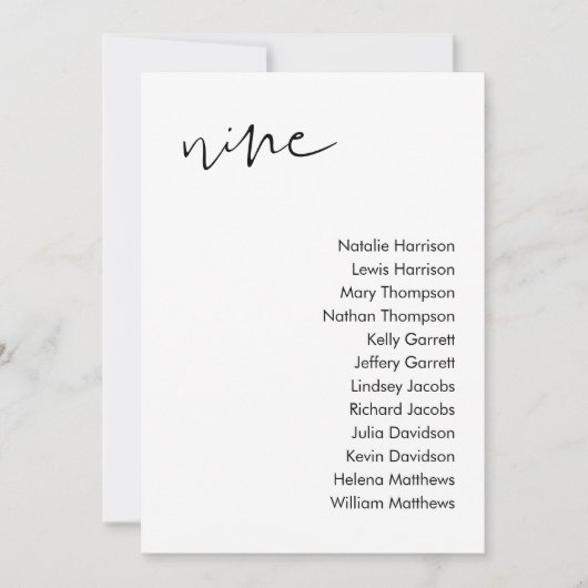 STELLA Bruiloft Zitplaatsen Kaart - TABEL 9 (Voorkant)