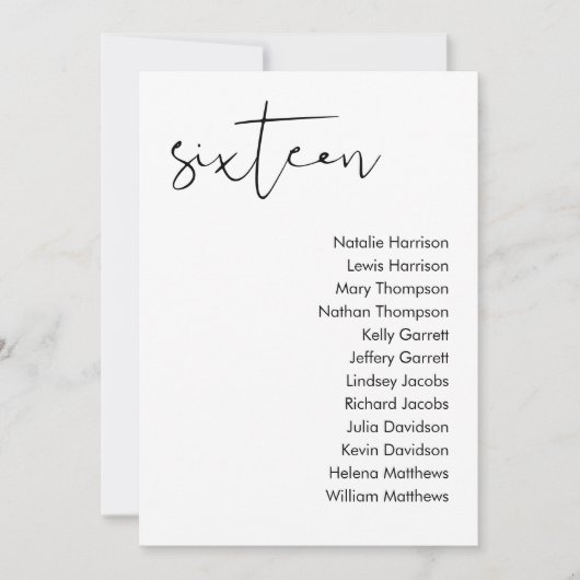 STELLA Bruiloft Zitplaatsen Kaart - TAFEL 16 (Voorkant)