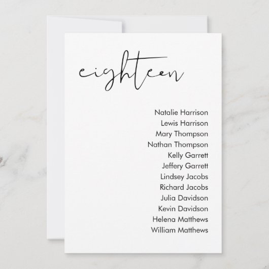 STELLA Bruiloft Zitplaatsen Kaart - TAFEL 18 (Achterkant)