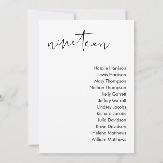 STELLA Bruiloft Zitplaatsen Kaart - TAFEL 19 (Achterkant)