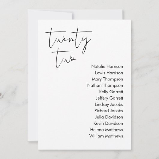 STELLA Bruiloft Zitplaatsen Kaart - TAFEL 22 (Achterkant)