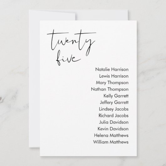 STELLA Bruiloft Zitplaatsen Kaart - TAFEL 25 (Achterkant)